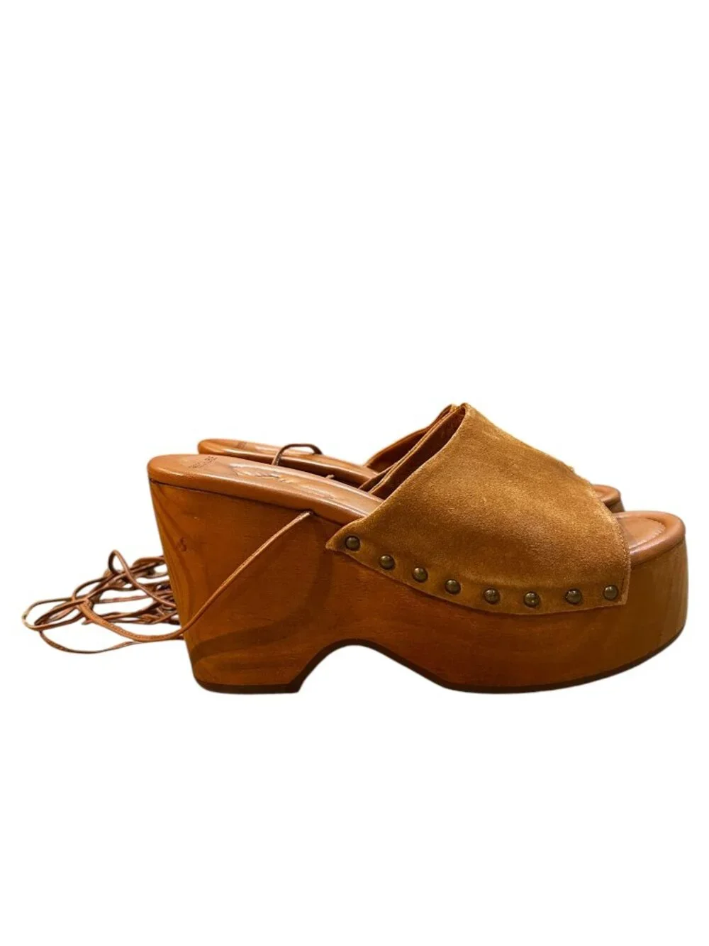 Free People Front Row Wrap Clog Platform Heeled Suede Studden